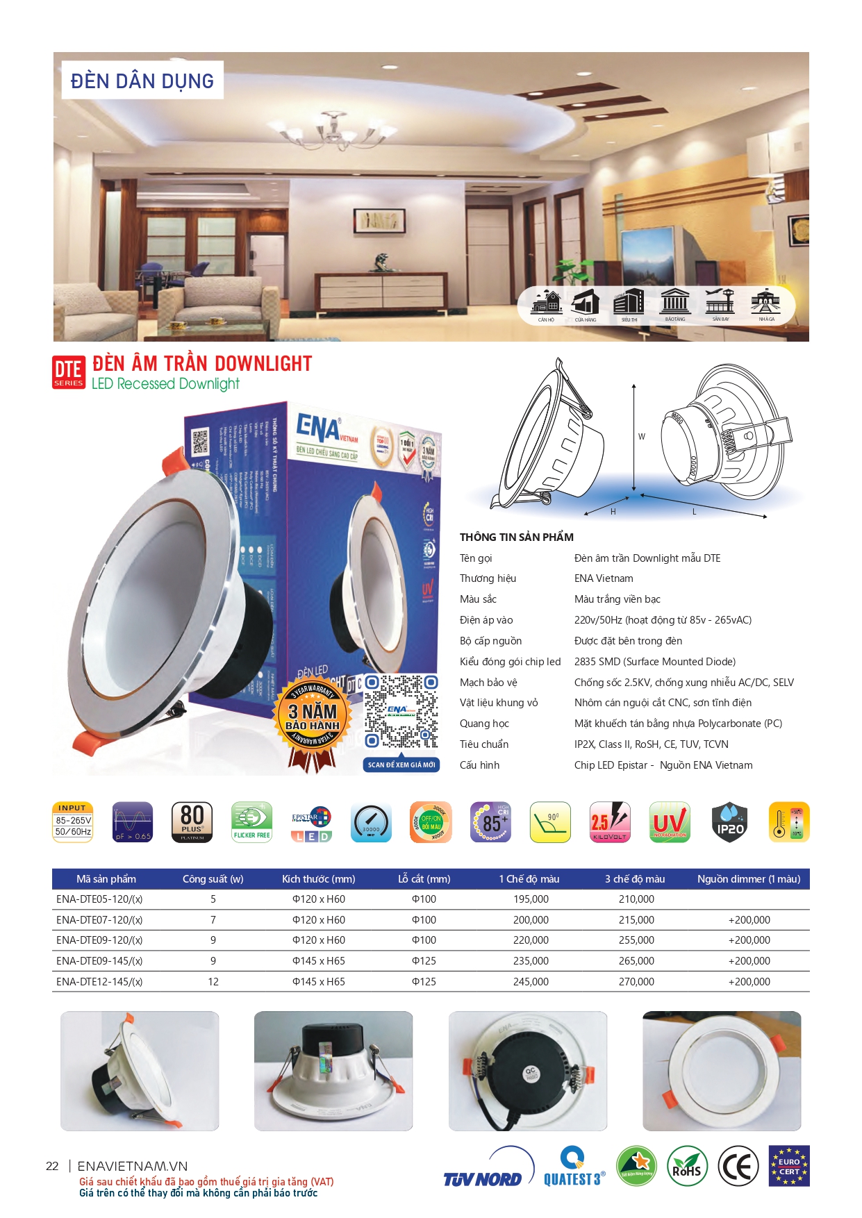 Bảng giá đèn led Ena 2026
